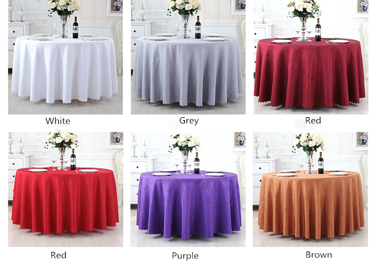 100% spun polyester white jacquard tablecloth for hotel wedding restaurant