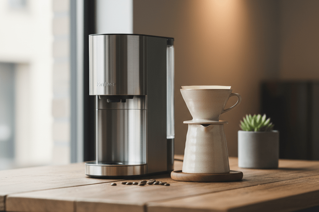 Two complementary products on a wooden table under natural light, symbolizing multi-purpose retail positioning