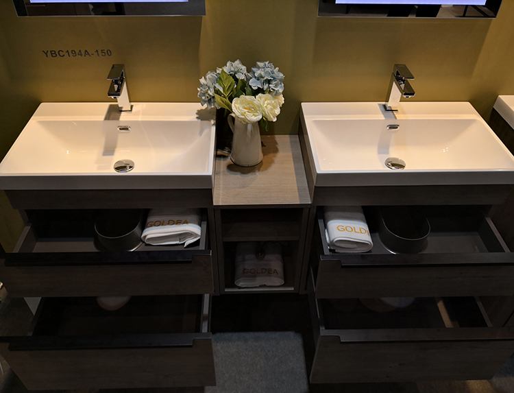 Modern MDF wall vanity double sink bathroom vanity bath furniture