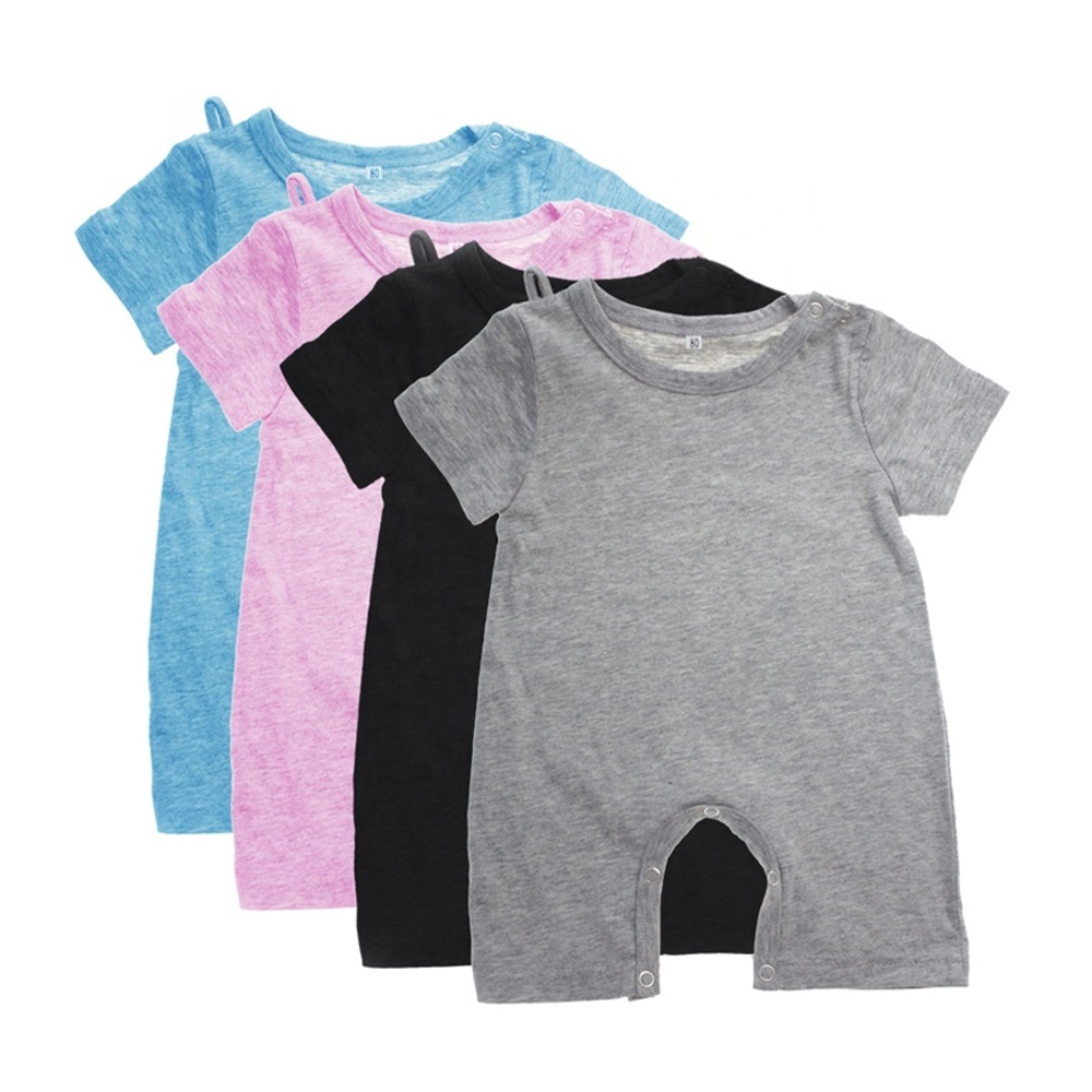 Оптовая продажа из Гуанчжоу, летние простые детские комбинезоны с коротким рукавом унисекс из органического хлопка, 0-24 Мон