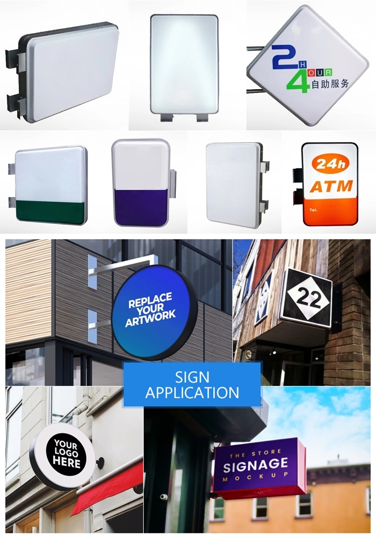 圆形壁挂式铝框 led 照明商店标志真空灯箱双面形成的灯标