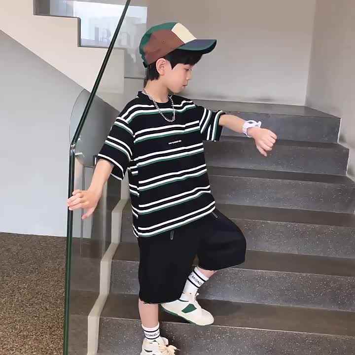 2025 Summer Big Boys Tracksuits Sets Short Sleeve Letter Print