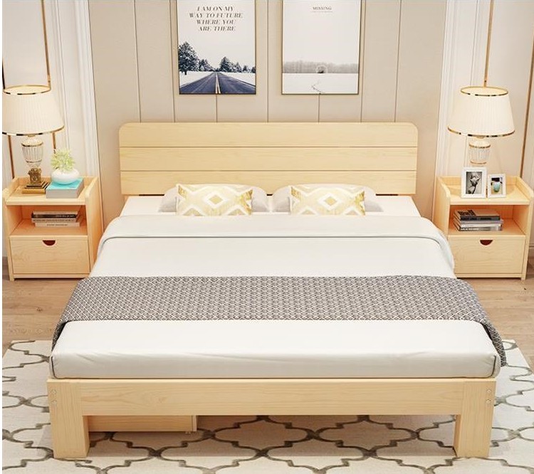 Direct sale modern wood bed bedroom furniture double bed storage bed