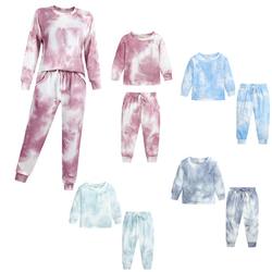 Boutique Tie Dyed Long Sleeves Tops Pants Women Kids Clothes Set Mommy And Me Sweater Outfits