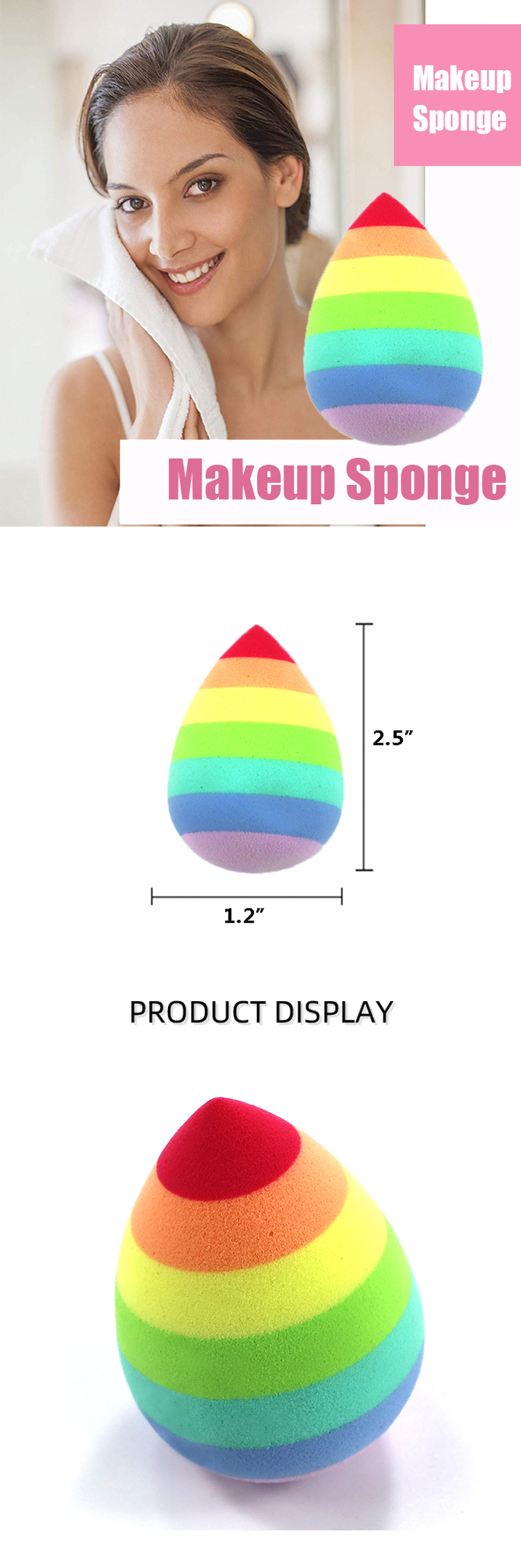 Éponge de maquillage ovale multicolore, en forme d'arc-en-ciel, outil de beauté personnalisé, livraison gratuite