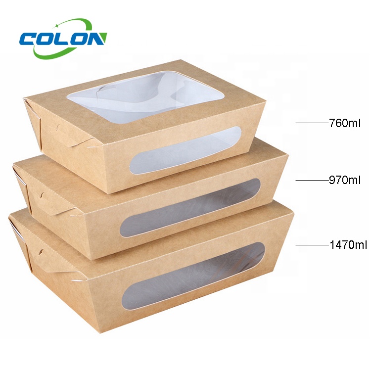 Экономическая цена фаст-фудов из крафт-бумаги контейнер салат бумажная упаковка коробки 500 700 900 1200 1600 2100 мл