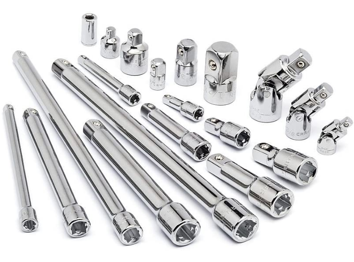 20Pcs Chrome Plated Extension Bar Set with Heat Treatment 50BV30 for 1/4, 3/8 and 1/2-Inch sockets