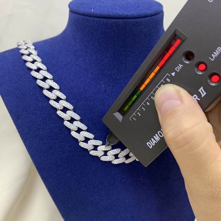 Latest Design Mens Hip Pop Jewelry 12mm 925 Sterling Silver Iced out VVS Moissanite Monaco Cuban Link Chain Necklace