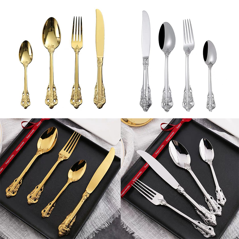 European Royal gold cutlery with luxury handle stainless steel 18/10 Tableware High Grade