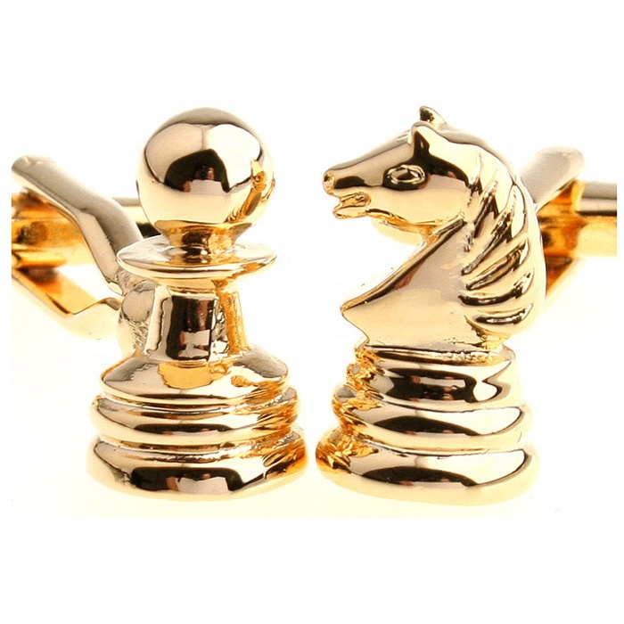 Запонки мужские в французском стиле с 3D-эффектом, рубашка в виде шахматной рубашки, запонки рыцарская лошадь, Международный стиль