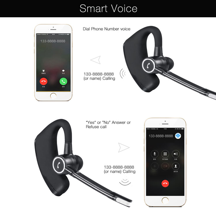 V8 V9 Stereo Smart BT4.1 Earphone Business Wireless Headset Ear-hook Headphones with Mic For phones