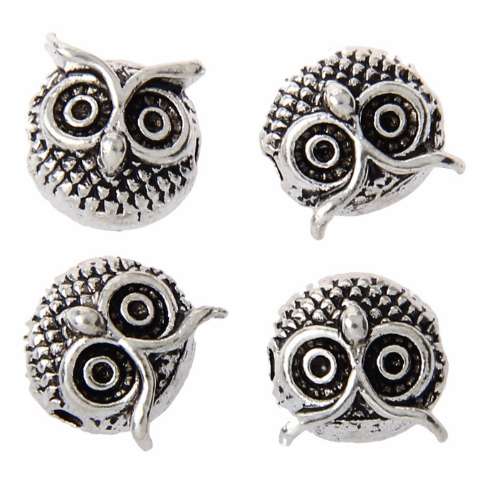 Модные новые тенденции античное серебро милый 10 мм Сова бисера для продвижения
