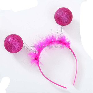 5 Pieces Pom Pom Head Bopper Rainbow Fluffy Ball Headband Pom Party Headwear for Women Girls Party Accessory Supply