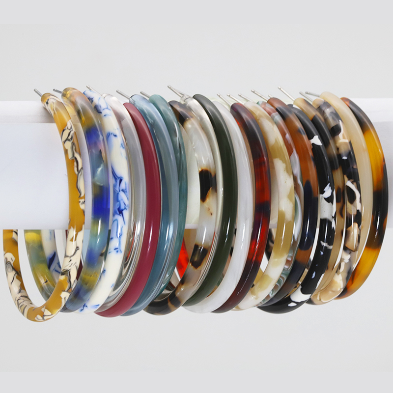 Custom Wholesale Lucite Acrylic Big Tortoiseshell Hoop Earring/Geometric Large Round Resin Cellulose Acetate acid Hoop Earring