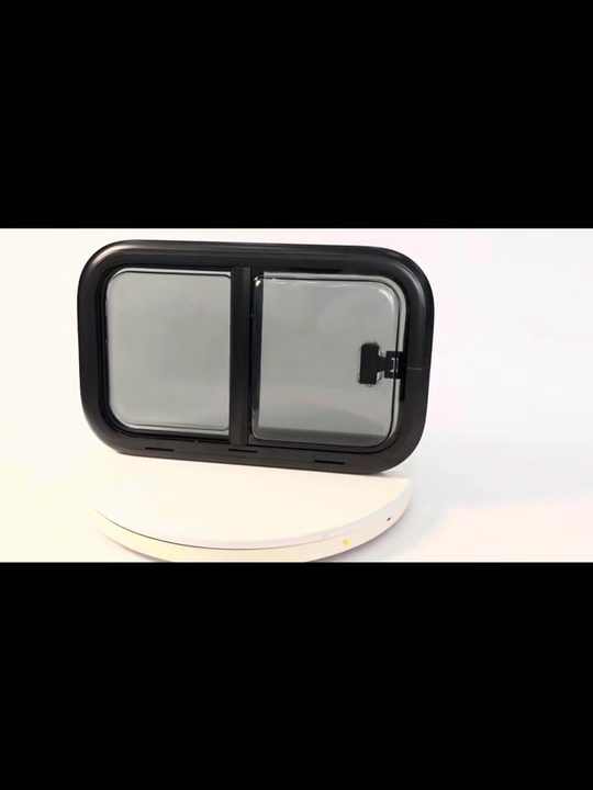 Luxury Black Tempered Glass Window Angled Sliding Design Aluminium ...