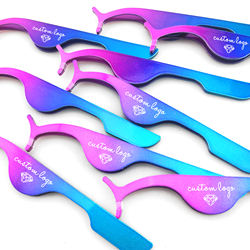 Cosmetic tools custom logo rose gold eyelash tweezers, stainless steel eyelash applicator