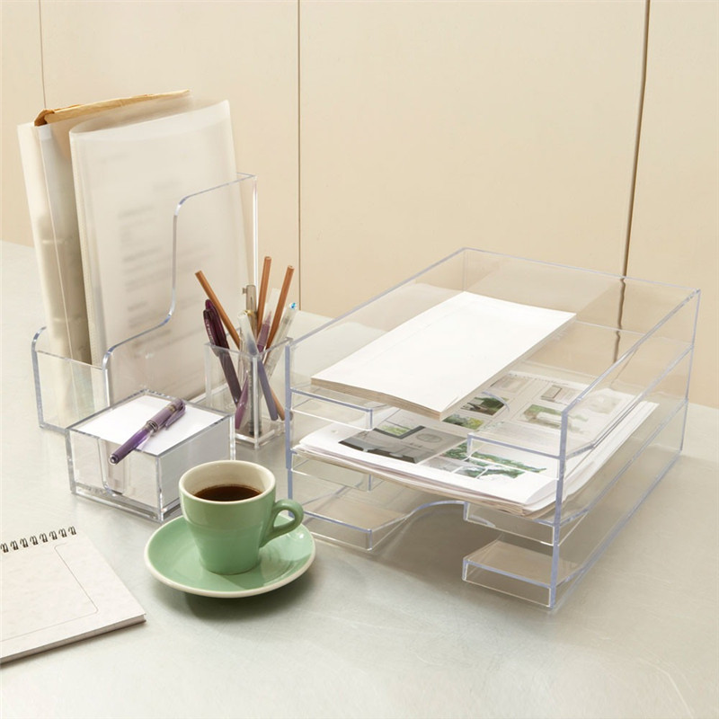 2020 плексиглас ручной работы прозрачный акриловый офисный Настольный лоток для документов и букв