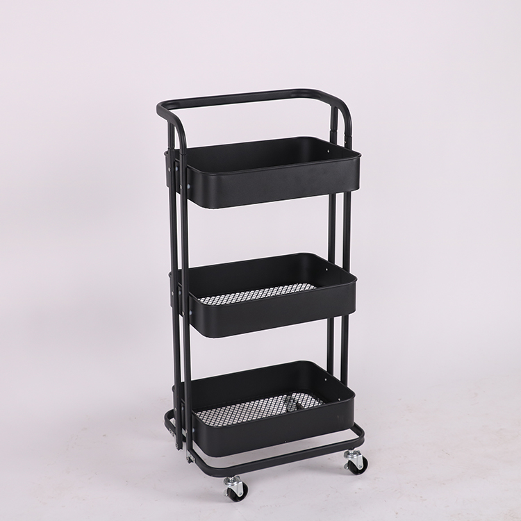 Горячая Распродажа, 3 этажная металлическая сетка проволочная корзина для хранения нож складной тележка