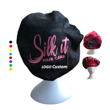 Low MOQ Sample Free women hair accessories satin silk bonnet with custom logo