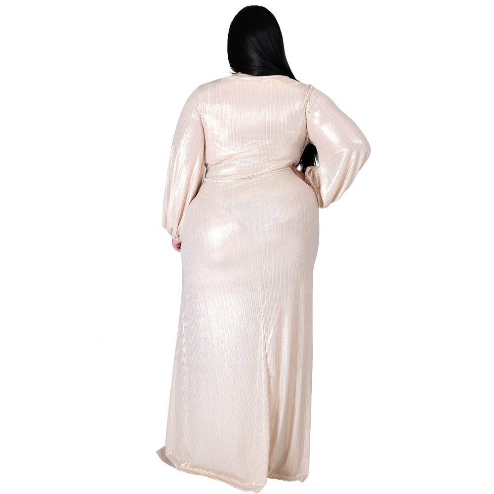 2021 модное осенне-зимнее платье большого размера с V-образным вырезом и длинным рукавом, вечернее платье с высокой талией