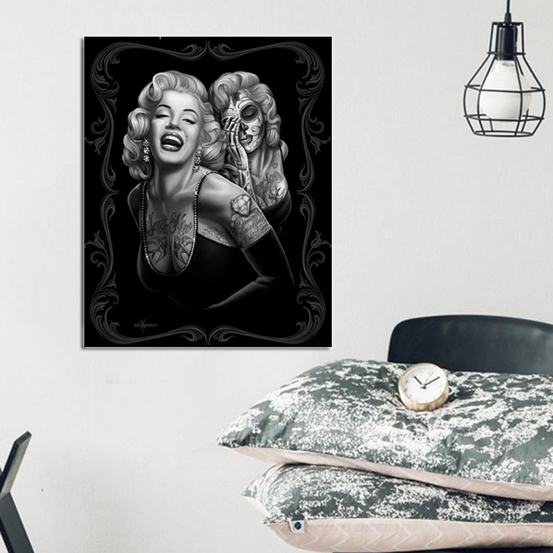 Tattoos Marilyn Monroe Portrait Canvas Painting on The Wall Sexy Women Posters Prints Decorative Picture for Living Room Decor