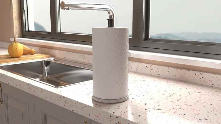 Marble Metal Kitchen Roll Holder Countertop Dispenser with