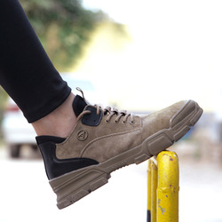 sapatos de trabalho customized low cut genuine leather Light reflecting strip safety shoes work shoes with shoelaces for men