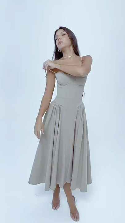 2024 Ladies Elegant Flared Dress New Fashionable Open Strap Dress for  Wedding Parties Casual Summer Length Floor-Length Women's