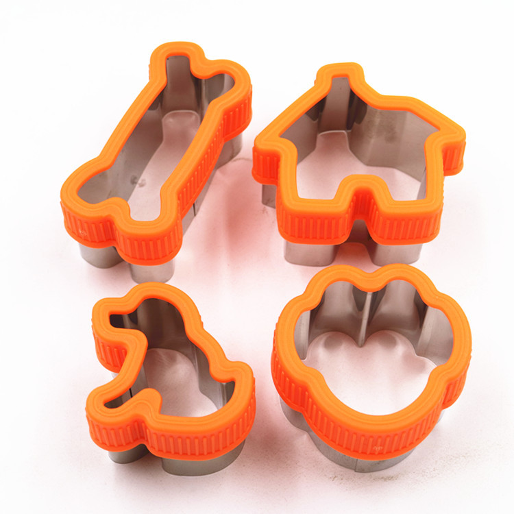 Amazon Venda Quente 4pcs Osso de Cão Cortador de Biscoitos Set-Aço Inoxidável Cookie Cutter moldes para Crianças