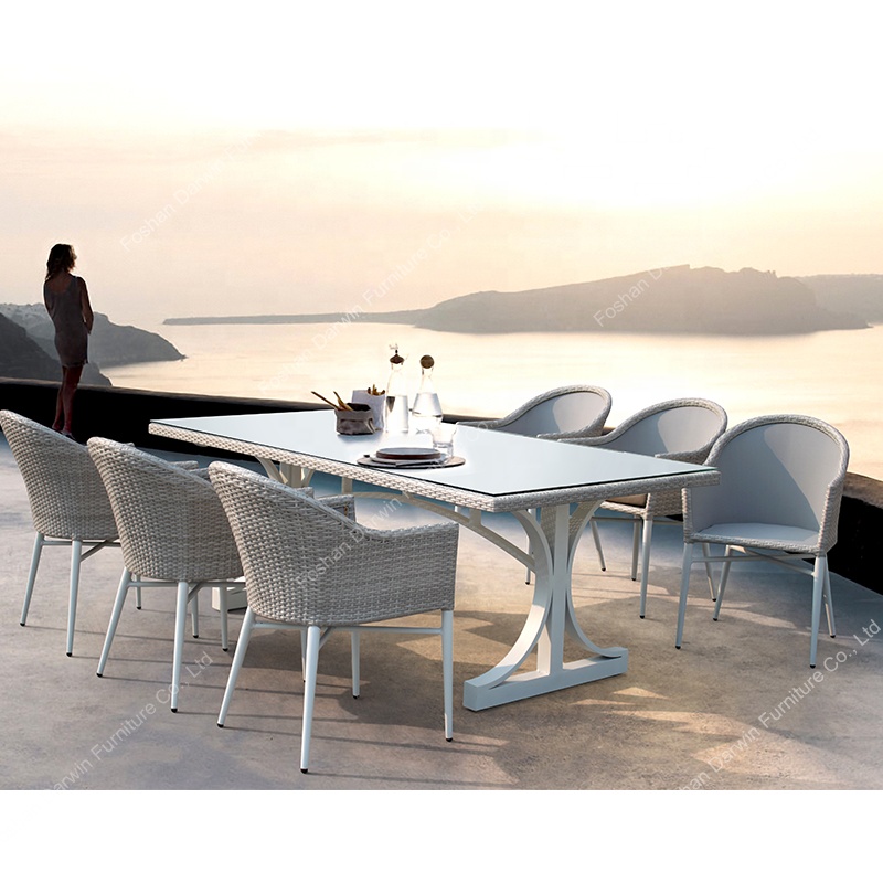 Китайский производитель, мебель для патио, обеденный набор из ротанга, Плетеный уличный стол и стул для сада