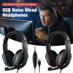 USB Fone de Ouvido Do Computador Fones De Ouvido com Microfone Com Cancelamento de Ruído fone de Ouvido Leve Com Fio Fones De Ouvido para SONY PS3 PS4
