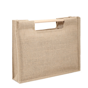 jute bag with wooden handle