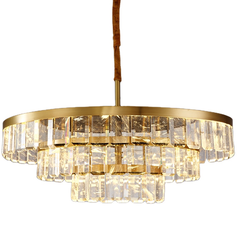 Copper Indoor Villa Fancy Design Pendant Chandelier Crystal Lamp Modern Luxury Living Room Interior Restaurant Lighting Fixtures