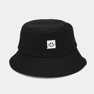 Black and White Yellow and Pink 2 Pieces Smile Face Reversible Hat Embroidery Visor Outdoor Hat Smile Face Sun Hat Summer Travel Bucket Cap