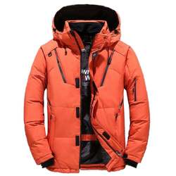 Mens White Duck Down Thick Jackets Winter Warmed Detachable mens down jacket