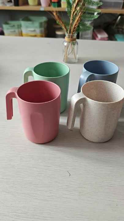 Wholesale Environmental Friendly Reusable Coffee Cup Stackable  Biodegradable Plastic Wheat Straw Milk Cup