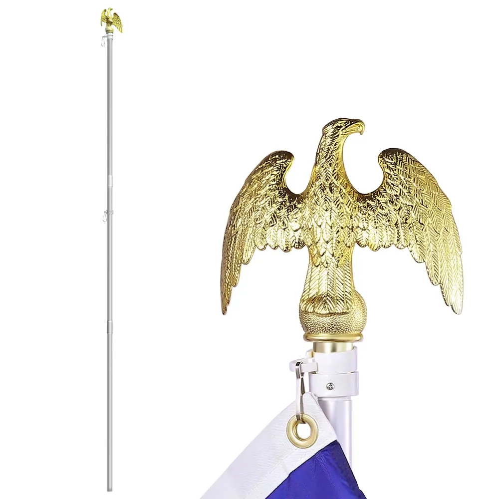 US 8 ft Tangle Free Flag Pole with Gold Eagle Top. 