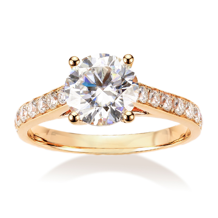 AAA GEMS 14K Gold 2 Carat Diamond Band Classic Engagement Wedding Ring Women Moissanite Engagement Ring