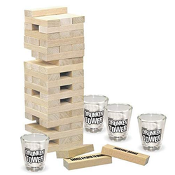 Drunken tower the grab a piece drinking games for adults party Includes 4 shot glasses and 60 stacking wooden blocks