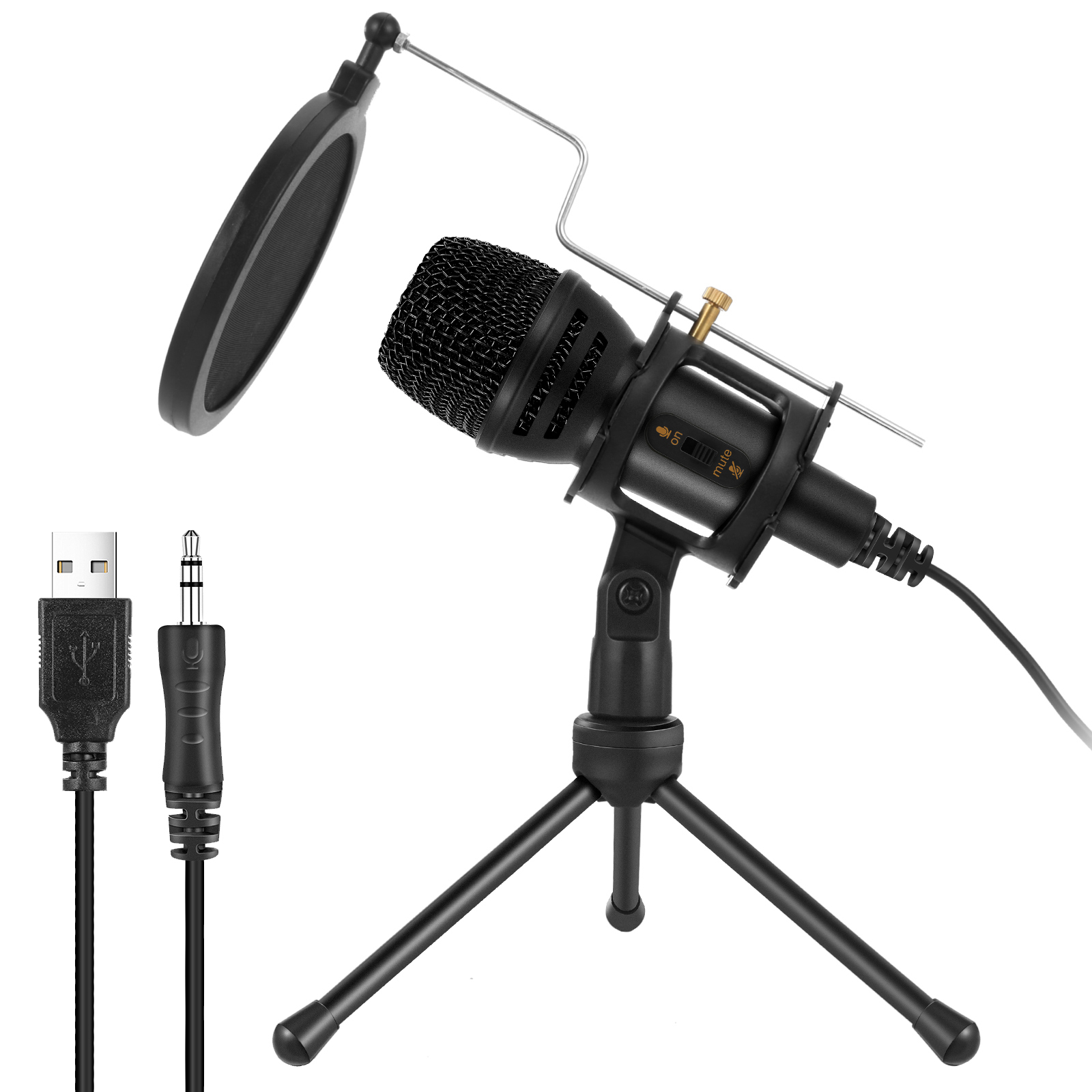 Горячая продажа Высокочувствительный ПК конденсаторный микрофон комплект с подкастями гарнитура монитор функция и штатив настольная подставка