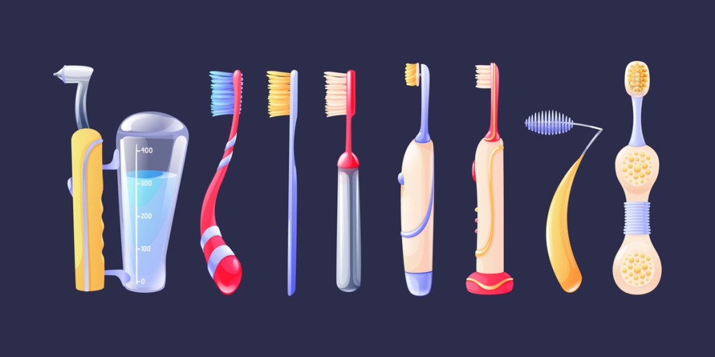 A variety of plastic tooth brushes