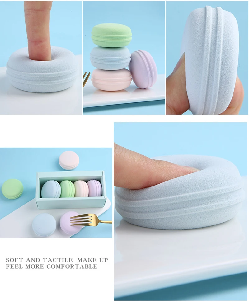 Macaron Makeup Puff Vegan free makeup blender sponge latex free round shape makeup sponge