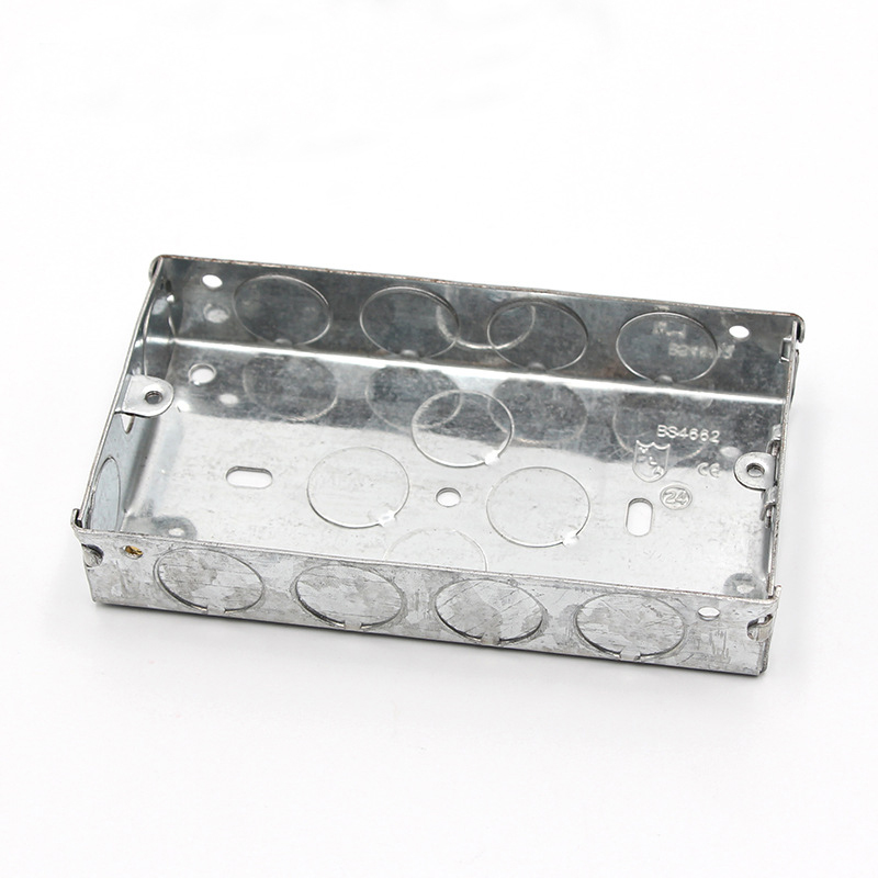 2 Gang 47mm Single Flush Recessed Galvanised Metal Back Box for Home /& Business