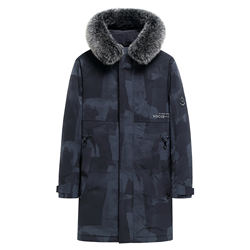 2021 High Quality New Camouflage Long Fur Hooded Winter Warm Down Parka Coat Men