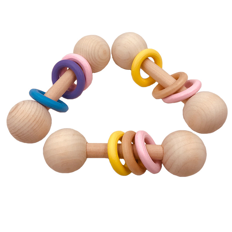 Non-toxic Animal Wooden Teether Ring Infant Teething Bracelet Chewing Toy PS