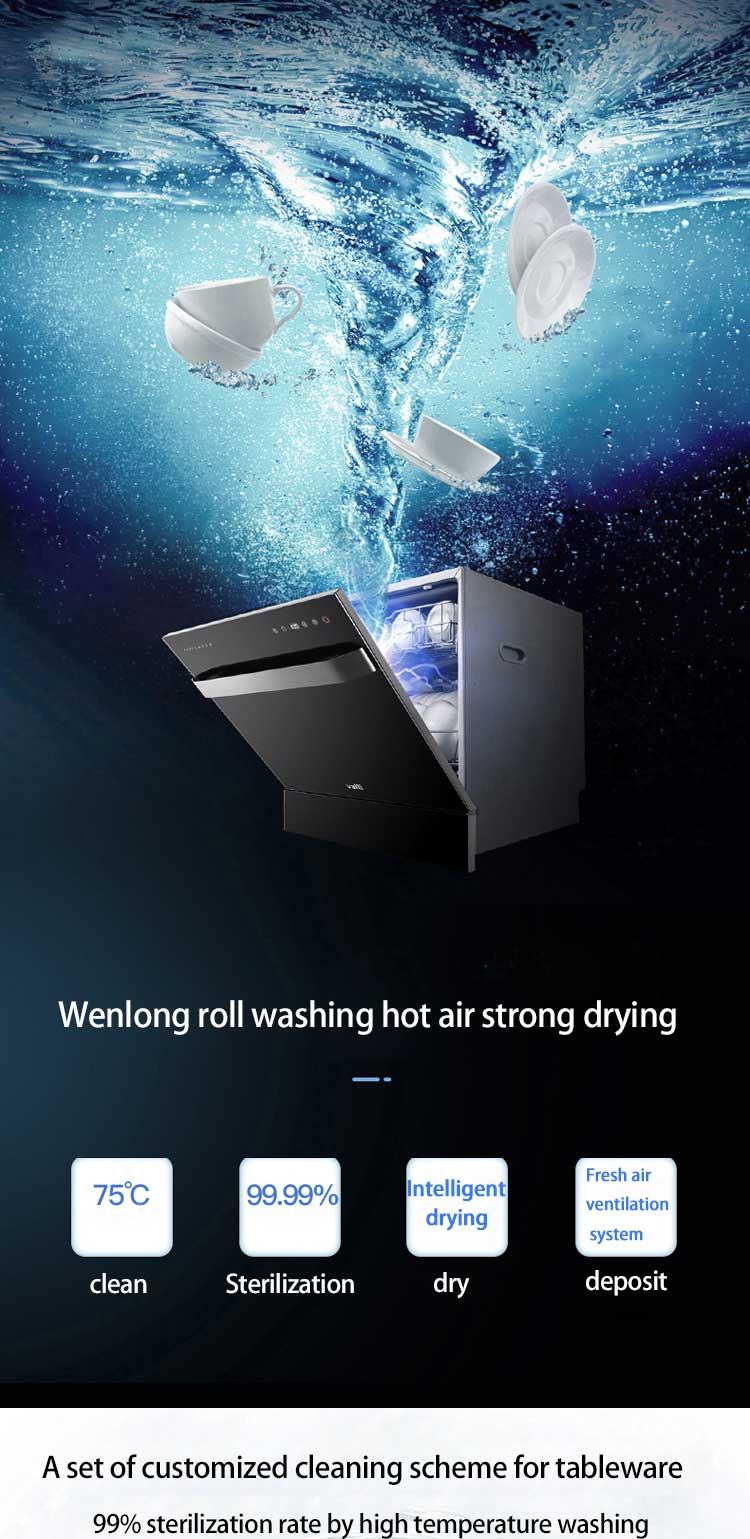 Sky mirror embedded household automatic intelligent dishwasher washing dishes 8 sets