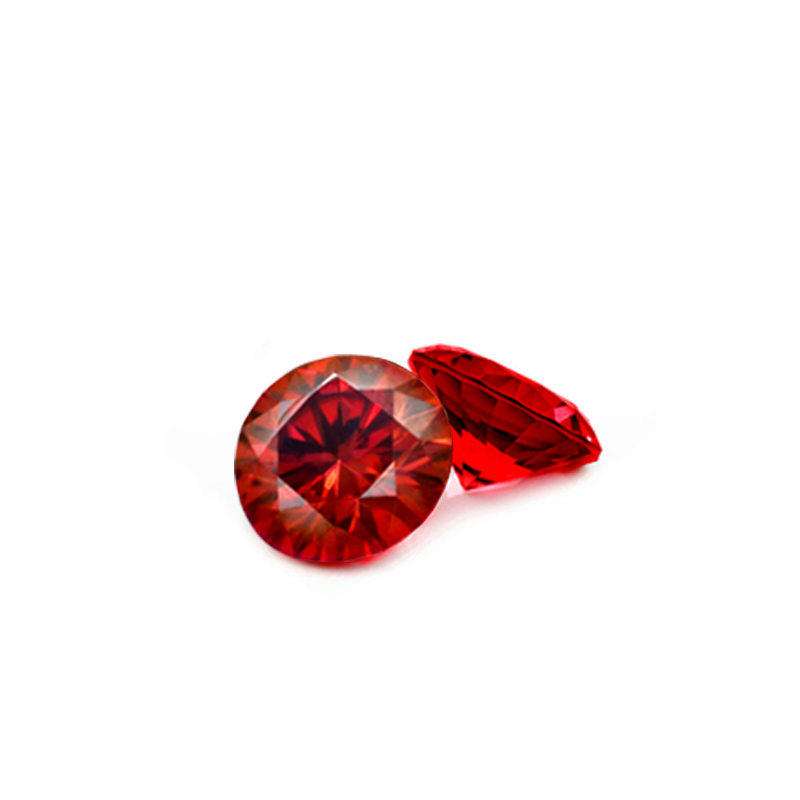 Wholesale Round Brilliant Cut 2 Carat 8.0mm Red Moissanite Top Quality Loose Stones Red Moissanite Diamond