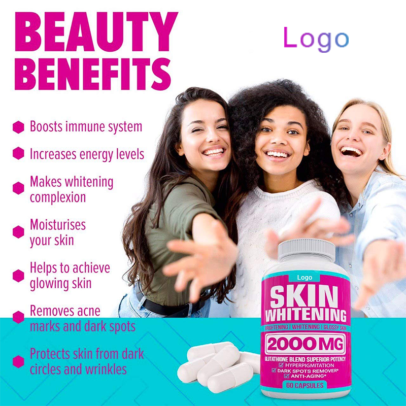 Private Label Glutathione Whitening Capsules Pills Anti aging Effect and Powerful Antioxidant 60caps Skin Whitening Pills