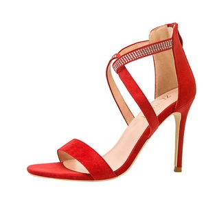 custom design new model Women's Fashion Open Toe Strappy Crystal Rhinestone Stilettos Heels Dress Pumps Sandal