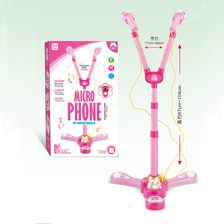 Детская игрушка с двойным микрофоном и подставкой, модель микрофона, светящиеся игрушки, мигающий проектор